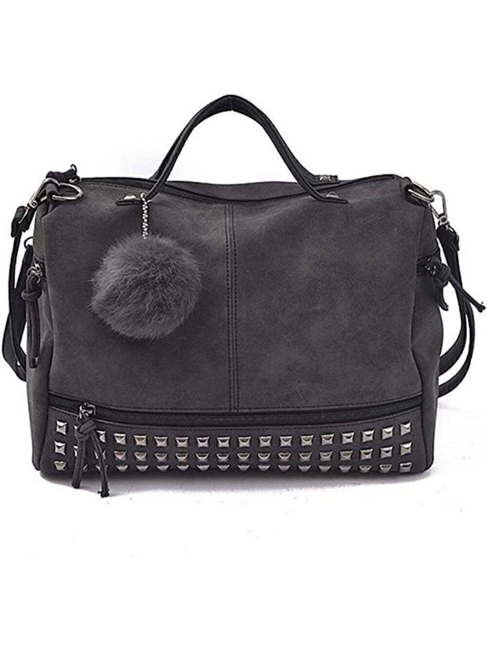 🆕  hobo Luxury Plush Matte Rivet Punk Purse Cute Shoulder Durable Large Bag NWT